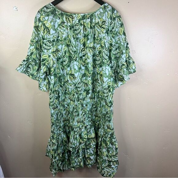 NWT Aerie Smocked Waist Floral Kelly Green Mini‎ Sundress Size XXL Summer - Picture 3 of 8